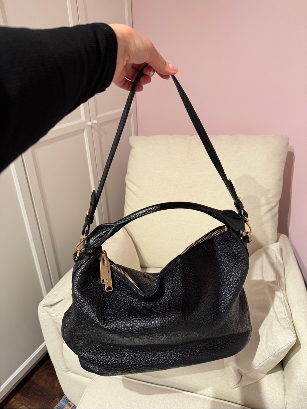 Pre-owned BURBERRY Leather Shoulder Bags - Grained Calfskin Black
